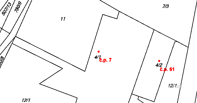 Bohumileč 7, Rokytno na parcele st. 4/1 v KÚ Bohumileč, Katastrální mapa