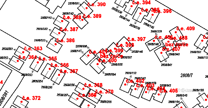 Staré Splavy 399, Doksy na parcele st. 2608/335 v KÚ Doksy u Máchova jezera, Katastrální mapa