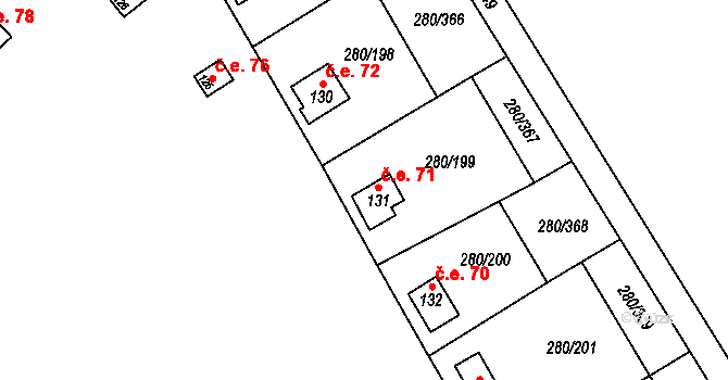Újezd nad Zbečnem 71, Zbečno na parcele st. 131 v KÚ Újezd nad Zbečnem, Katastrální mapa