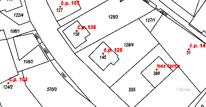 Perštejn 125 na parcele st. 145 v KÚ Perštejn, Katastrální mapa
