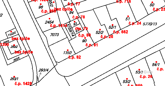 Kojetín I-Město 81, Kojetín na parcele st. 90 v KÚ Kojetín, Katastrální mapa