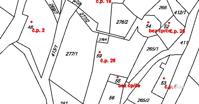 Talmberk 26, Samopše na parcele st. 59 v KÚ Talmberk, Katastrální mapa