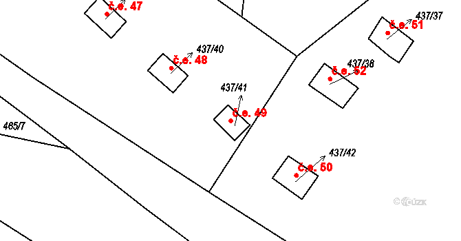 Hamr na Jezeře 49 na parcele st. 437/41 v KÚ Hamr na Jezeře, Katastrální mapa