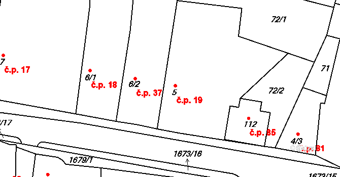 Jankov 19 na parcele st. 5 v KÚ Jankov, Katastrální mapa