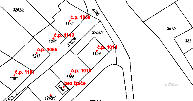 Kraslice 1014 na parcele st. 1159 v KÚ Kraslice, Katastrální mapa