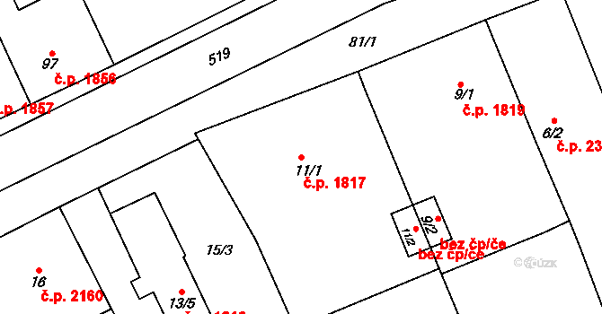 Šternberk 1817 na parcele st. 11/1 v KÚ Lhota u Šternberka, Katastrální mapa