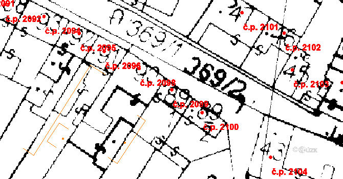 Podlusky 2099, Roudnice nad Labem na parcele st. 89/1 v KÚ Podlusky, Katastrální mapa