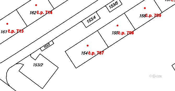 Lutyně 707, Orlová na parcele st. 154 v KÚ Horní Lutyně, Katastrální mapa