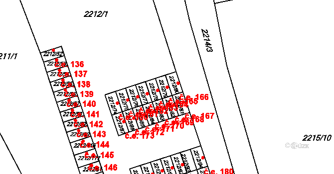 Klášterec nad Ohří 165 na parcele st. 2212/79 v KÚ Klášterec nad Ohří, Katastrální mapa
