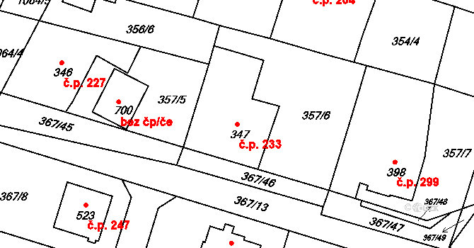 Staňkov II 233, Staňkov na parcele st. 347 v KÚ Staňkov-ves, Katastrální mapa
