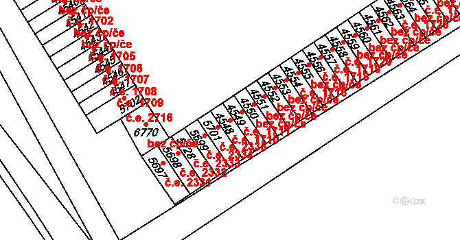 Cheb 1710 na parcele st. 4548 v KÚ Cheb, Katastrální mapa