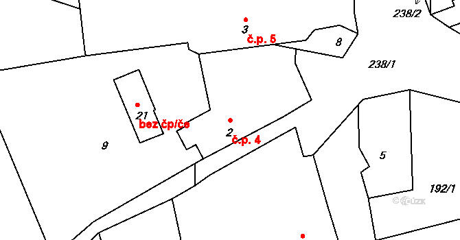 Trsice 4, Petrovice u Sušice na parcele st. 2 v KÚ Trsice, Katastrální mapa
