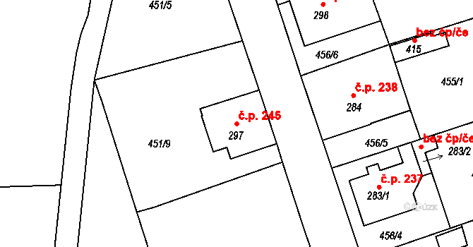 Dětřichov 245 na parcele st. 297 v KÚ Dětřichov u Frýdlantu, Katastrální mapa