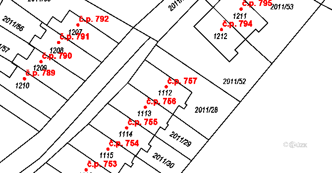 Rtyně v Podkrkonoší 757 na parcele st. 1112 v KÚ Rtyně v Podkrkonoší, Katastrální mapa