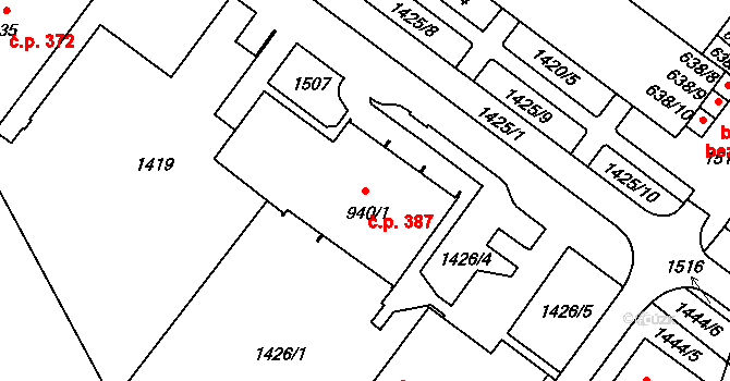 Žacléř 387 na parcele st. 940/1 v KÚ Žacléř, Katastrální mapa