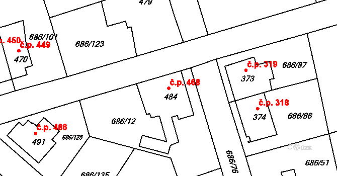 Parník 468, Česká Třebová na parcele st. 484 v KÚ Parník, Katastrální mapa