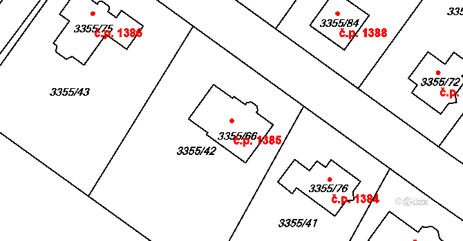 Kopřivnice 1385 na parcele st. 3355/66 v KÚ Kopřivnice, Katastrální mapa