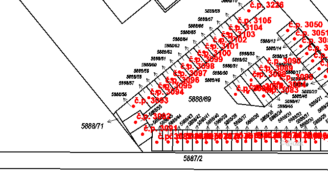 Přerov I-Město 3096, Přerov na parcele st. 5888/59 v KÚ Přerov, Katastrální mapa