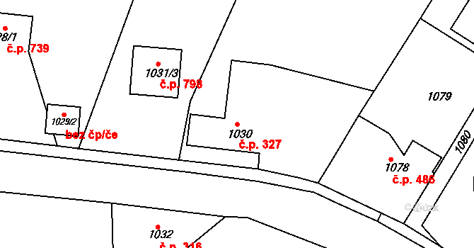 Kluč 327, Habartov na parcele st. 1030 v KÚ Habartov, Katastrální mapa