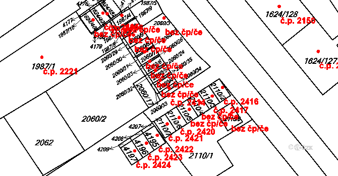 Mizerov 2414, Karviná na parcele st. 2060/4 v KÚ Karviná-město, Katastrální mapa