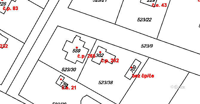Horoušánky 262, Horoušany na parcele st. 302 v KÚ Horoušany, Katastrální mapa