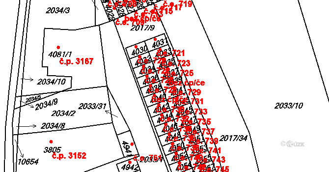 Hodonín 729 na parcele st. 4039 v KÚ Hodonín, Katastrální mapa