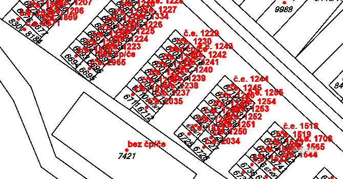 Hodonín 1239 na parcele st. 6415 v KÚ Hodonín, Katastrální mapa