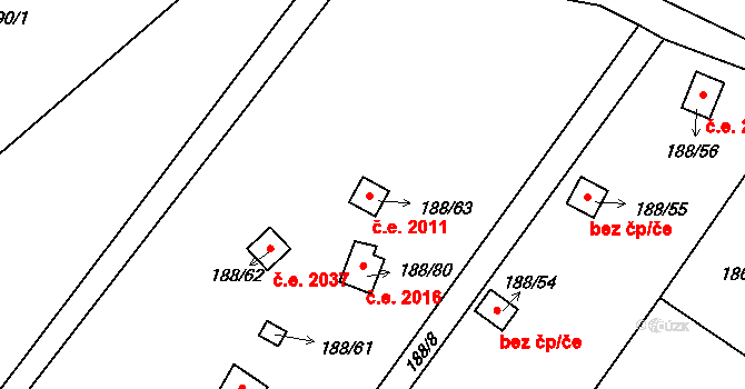 Sobědruhy 2011, Teplice na parcele st. 188/63 v KÚ Sobědruhy, Katastrální mapa