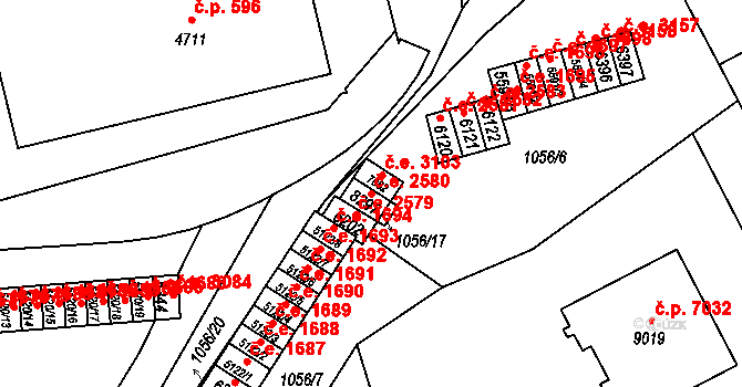 Zlín 2580 na parcele st. 8297 v KÚ Zlín, Katastrální mapa