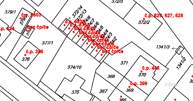 Ústí nad Labem 38836874 na parcele st. 374/3 v KÚ Bukov, Katastrální mapa