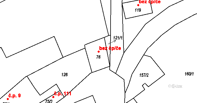 Chožov 40015874 na parcele st. 76 v KÚ Chožov, Katastrální mapa