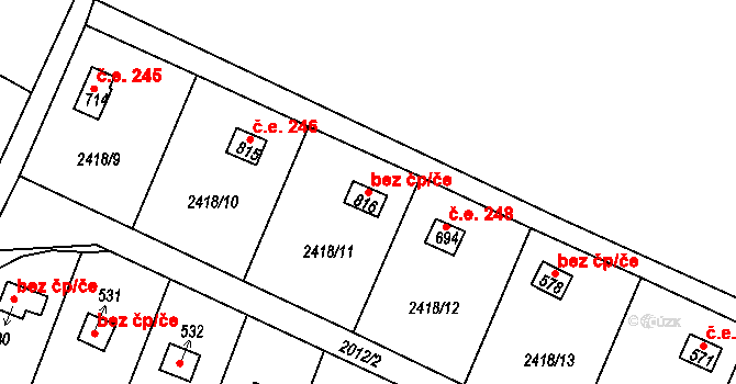 Lačnov 247, Svitavy na parcele st. 816 v KÚ Moravský Lačnov, Katastrální mapa