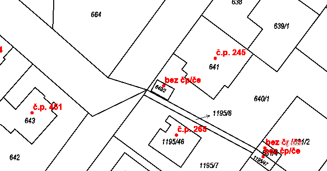 Březnice 42405874 na parcele st. 640/2 v KÚ Březnice, Katastrální mapa
