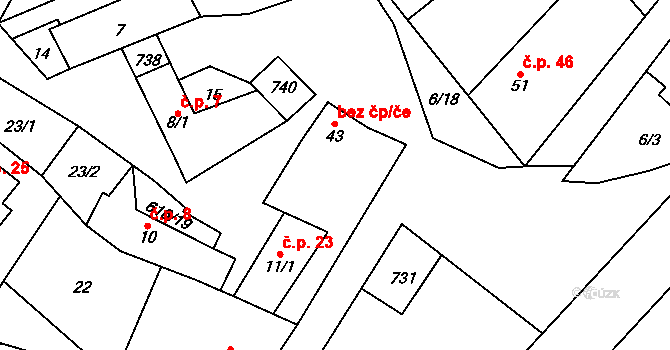 Lípa 44523874 na parcele st. 43 v KÚ Dobrohostov, Katastrální mapa