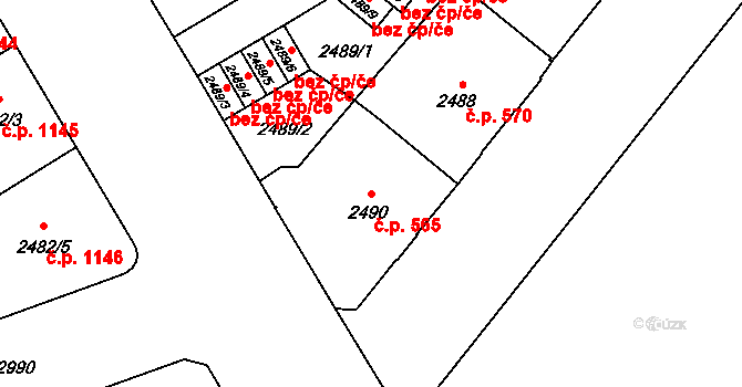 Předměstí 565, Opava na parcele st. 2490 v KÚ Opava-Předměstí, Katastrální mapa