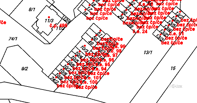 Sobědruhy 96, Teplice na parcele st. 10/16 v KÚ Sobědruhy, Katastrální mapa