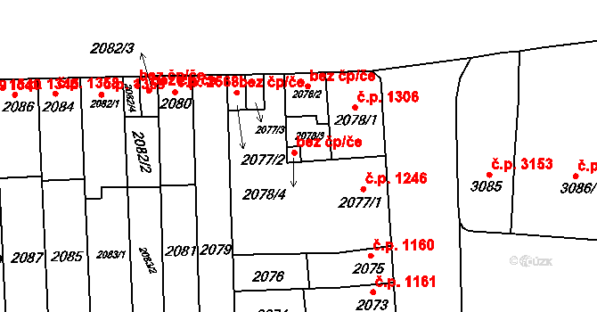 Brno 45547874 na parcele st. 2078/4 v KÚ Židenice, Katastrální mapa