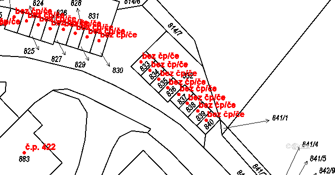 Komárov 46988874 na parcele st. 836 v KÚ Komárov u Hořovic, Katastrální mapa