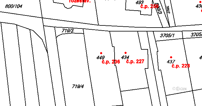 Hradčovice 236 na parcele st. 449 v KÚ Hradčovice, Katastrální mapa