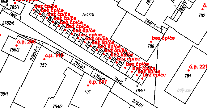 Dačice 49291874 na parcele st. 777 v KÚ Dačice, Katastrální mapa