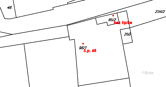 Bor u Chroustovic 46, Rosice na parcele st. 95/1 v KÚ Bor u Chroustovic, Katastrální mapa