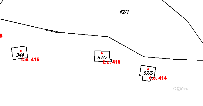 Sázava 415, Davle na parcele st. 57/7 v KÚ Sázava u Davle, Katastrální mapa