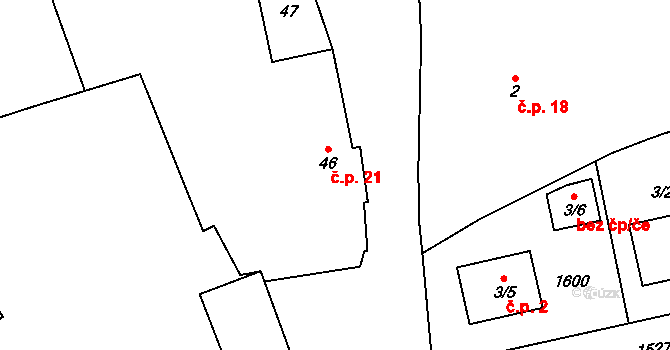 Chrastavice 21 na parcele st. 46 v KÚ Chrastavice, Katastrální mapa
