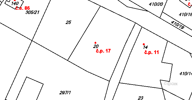 Seník 17, Jankovice na parcele st. 20 v KÚ Seník, Katastrální mapa