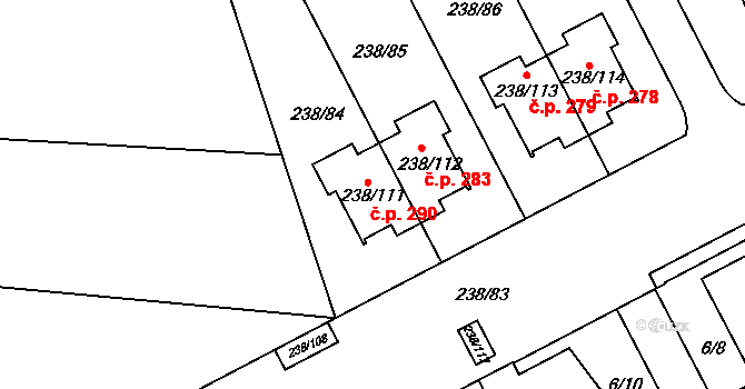 Pitkovice 290, Praha na parcele st. 238/111 v KÚ Pitkovice, Katastrální mapa