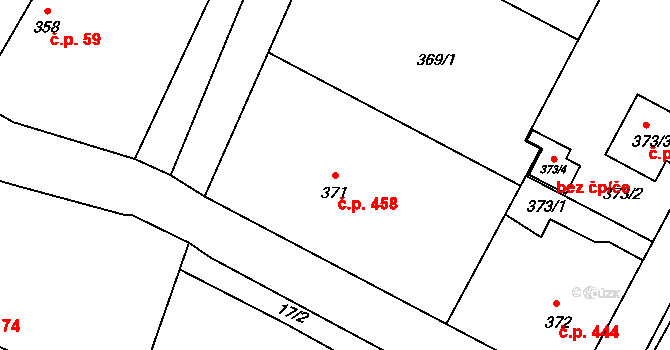 Lužná 458 na parcele st. 371 v KÚ Lužná u Rakovníka, Katastrální mapa