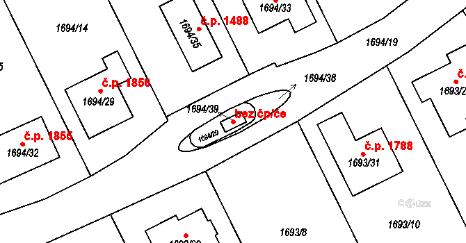 Černošice 95056874 na parcele st. 1694/39 v KÚ Černošice, Katastrální mapa