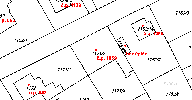 Rychnov nad Kněžnou 1059 na parcele st. 1171/2 v KÚ Rychnov nad Kněžnou, Katastrální mapa