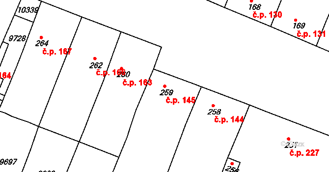 Oleksovice 145 na parcele st. 259 v KÚ Oleksovice, Katastrální mapa