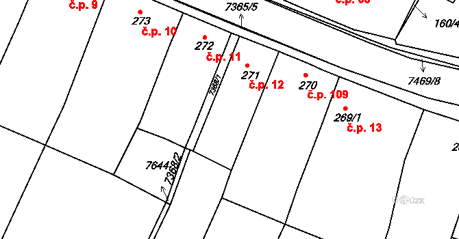 Telč-Štěpnice 12, Telč na parcele st. 271 v KÚ Telč, Katastrální mapa